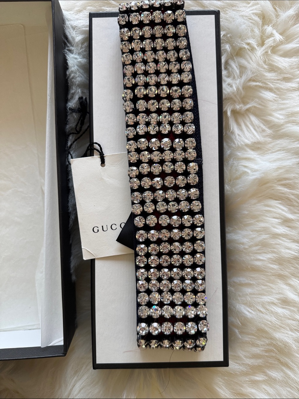 Gucci navy & red  Crystal-Embellished Stretch headband.. - Picture 10 of 14